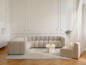 Large modular corner sofa for living room Bella Vita Sand Cream