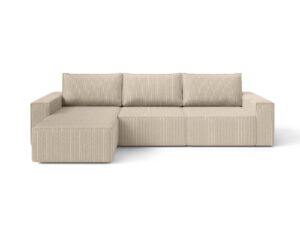 Jasna sztruksowa sofa narożna do salonu Siesta Sand Cream