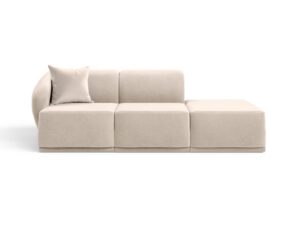 Kremowa sofa 2 osobowa z pufą do salonu Favola Sand Cream