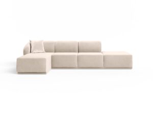 Kremowa sofa narożna z pufą do salonu Favola Sand Cream