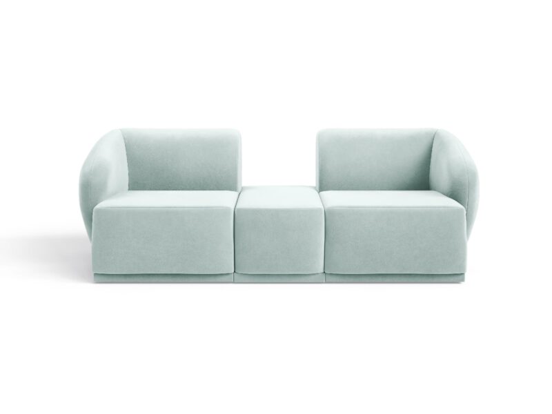 Modern 2-seater sofa for living room with small pouffe Favola Glacier Green