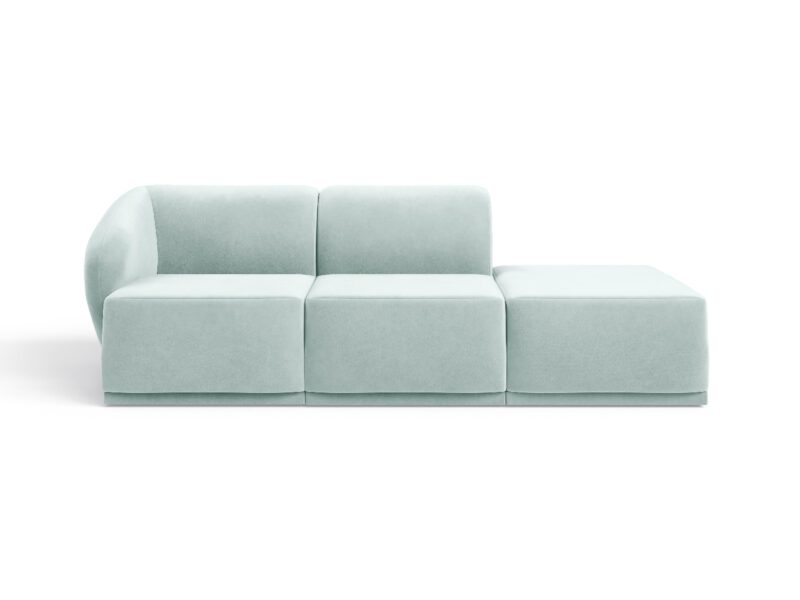 Nowoczesna sofa 2 osobowa z pufą Favola Glacier Green