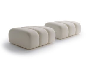 Set of 2 Bella Vita Sand Cream poufs