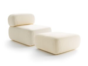 Straight element set with Tramonto Sand Cream pouffe