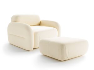 Tramonto armchair and pouffe set Sand Cream