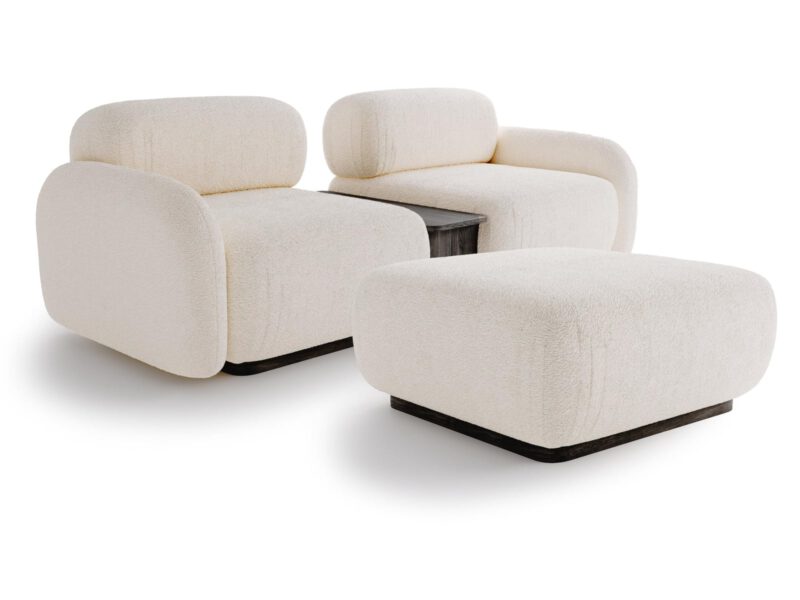 2-seater sofa set with pouffe Vento Sand Cream