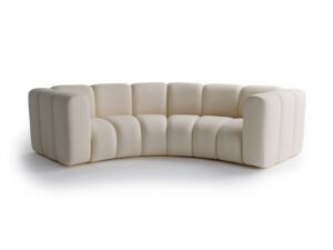 Rounded light bright Bella Vita Sand Cream three-seater unfold sofa for living room