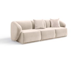 Jasna sofa 3 osobowa biurowa welurowa Favola Sand Cream