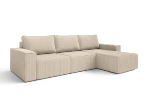 Corduroy corner sofa with a sleeping function Siesta Sand Cream