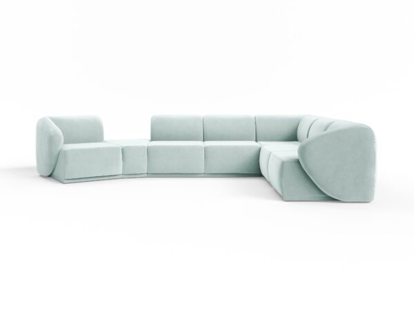 Nowoczesna welurowa sofa narożna 6 osobowa do salonu Favola Glacier Green