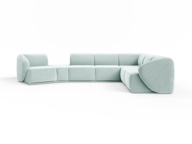 Nowoczesna welurowa sofa narożna 6 osobowa do salonu Favola Glacier Green