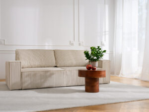 Corduroy sofa for living room cream Siesta Sand Cream