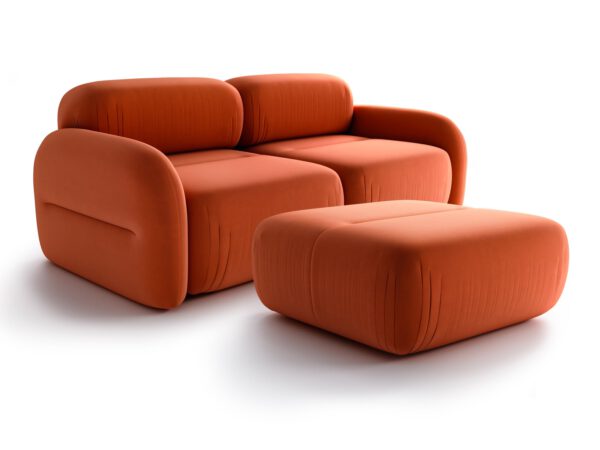 Zestaw sofa 2 osobowa z pufą Tramonto Cinnamon Orange