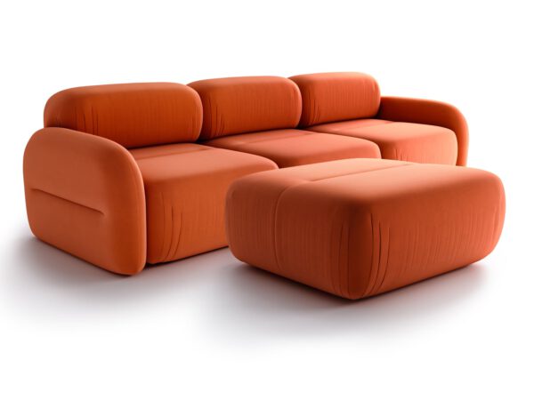 Zestaw sofa 3 osobowa z pufą Tramonto Cinnamon Orange