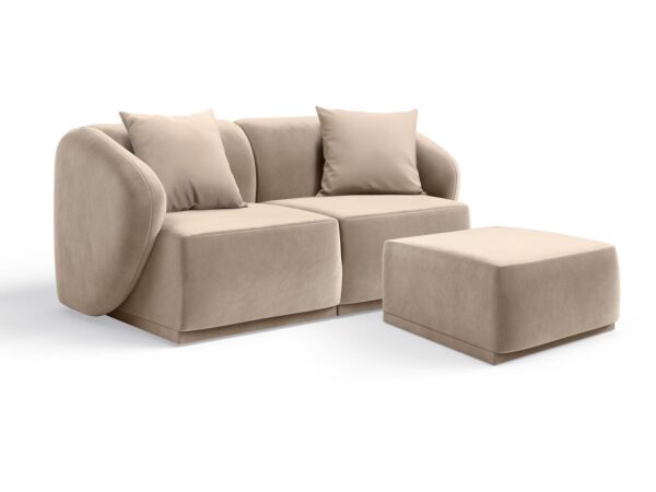 Zestaw sofa 2 osobowa z pufą Favola Cappuccino Beige