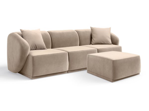 Zestaw sofa 3 osobowa z pufą Favola Cappuccino Beige