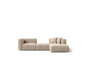 Ekskluzywny narożnik 3-osobowy prawostronny SORISSO w delikatnym, jasnobeżowym odcieniu modern classic.