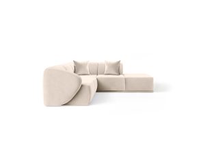 Kremowa sofa narożna Favola z dopasowaną pufą w kolorze Sand Cream