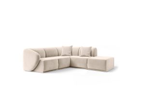 Kremowa sofa narożna Favola z dopasowaną pufą w kolorze Sand Cream