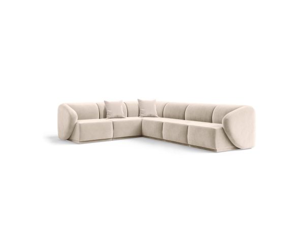 Przestronna sofa narożna Favola Sand Cream dla sześciu osób