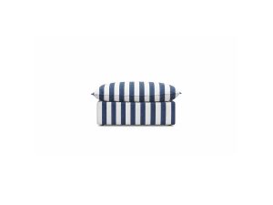 Kwadratowa pufa ogrodowa MARE Outdoor Navy Blue Stripes w biało-granatowe pasy